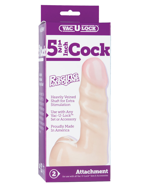 Vac-U-Lock 5.5" Raging Hard on Realistic Cock - Flesh